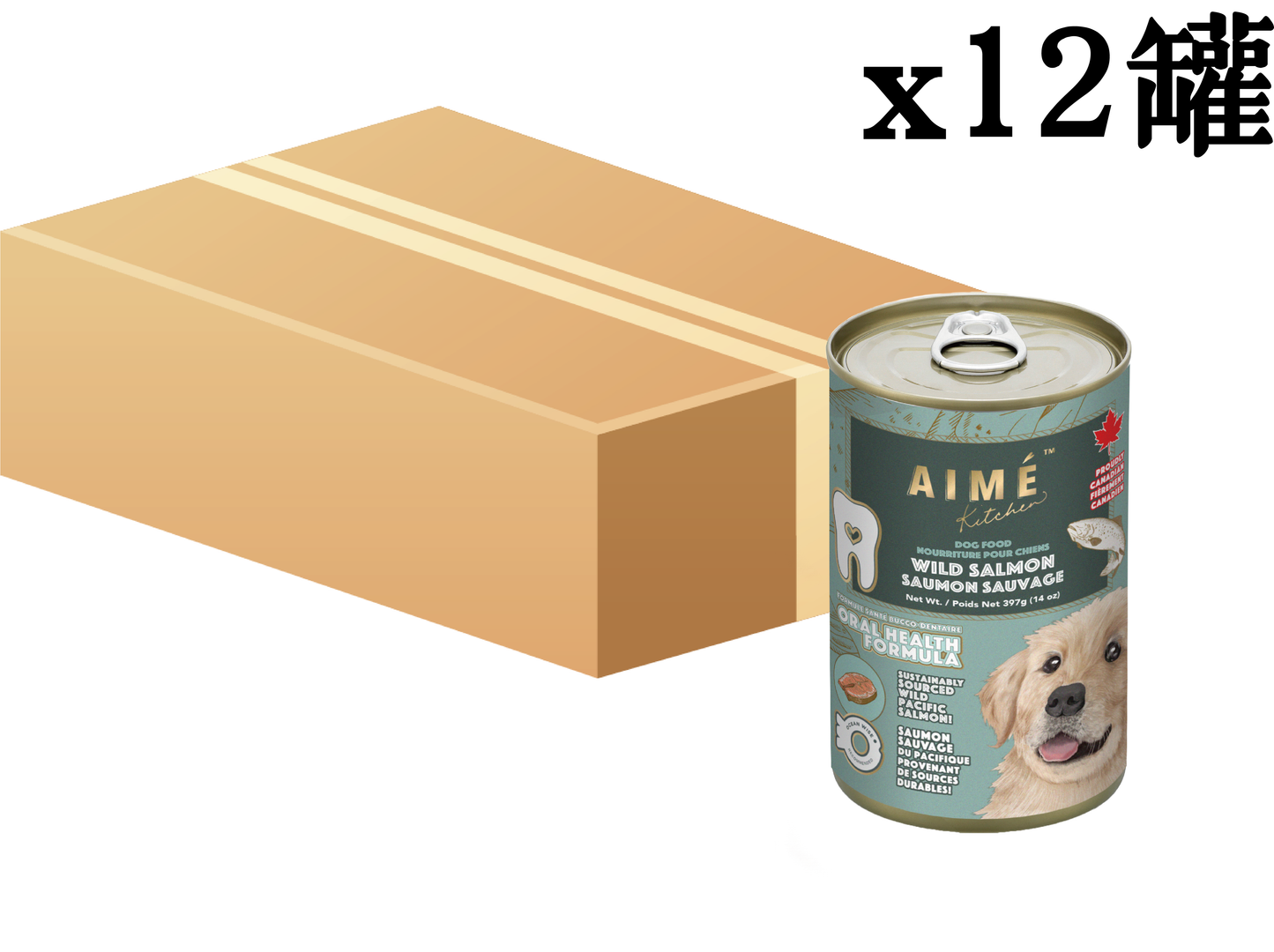 野生三文魚 397g x 12 -犬用